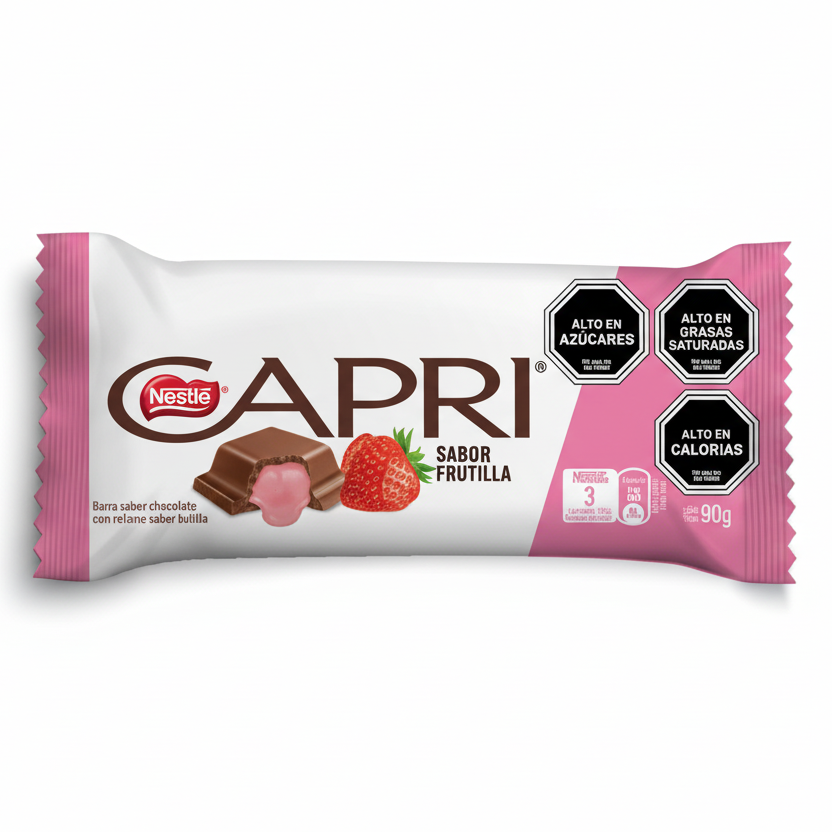 chocolate de leche en barra de  nestle Capri frutilla sabor fresa