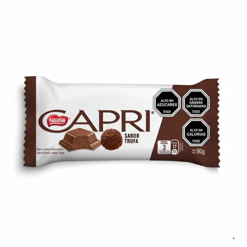 chocolate de leche en barra de  nestle Capri sabor trufa