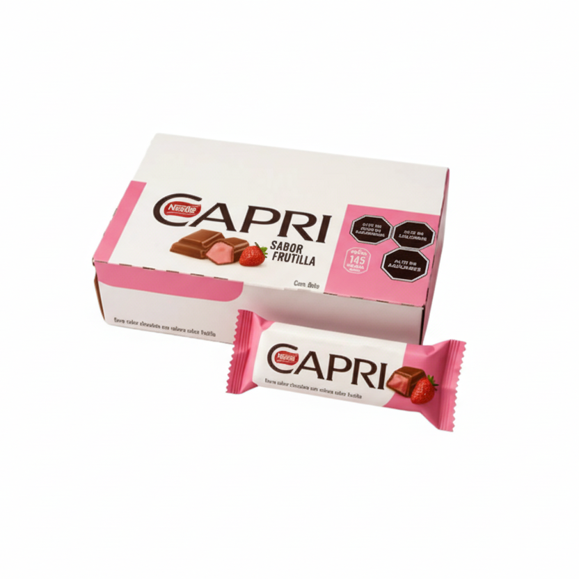 chocolate de leche en barra de  nestle Capri sabor frutilla fresa