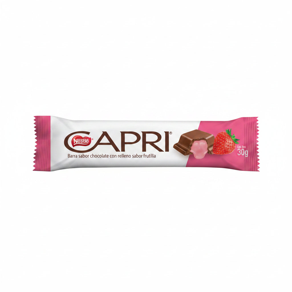 chocolate de leche en barra de  nestle Capri-frutilla-presentacion-mini
