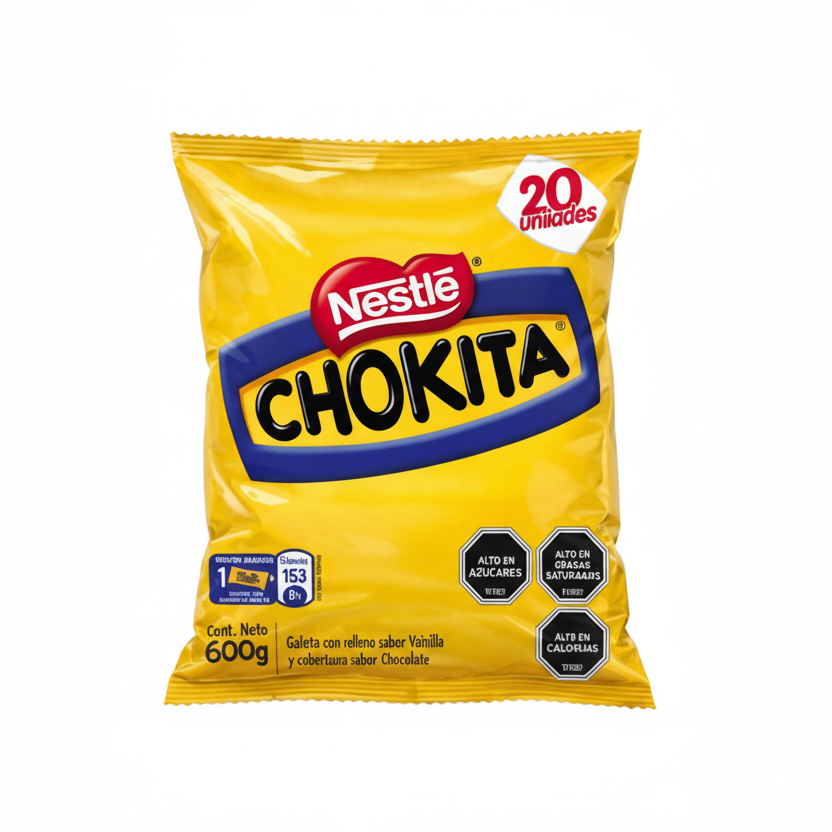 chocolate chokita de nestle chileno galleta  de arroz con dulce de leche y chocolate en presentación 20 unidades