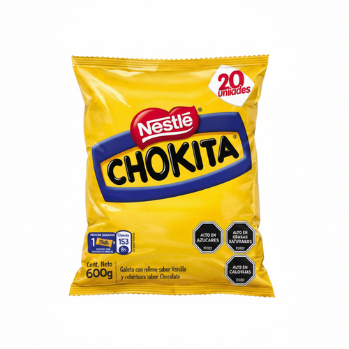 chocolate chokita de nestle chileno galleta  de arroz con dulce de leche y chocolate en presentación 20 unidades