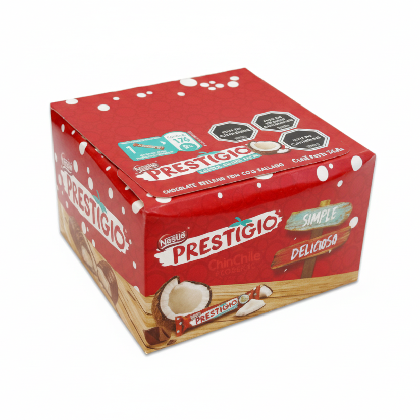 Chocolate Prestigio sabor coco con chocolate de leche marca nestle 