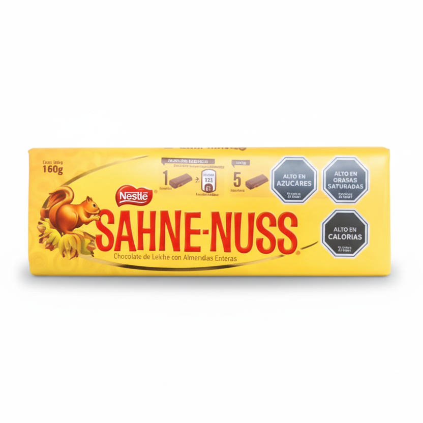 Chocolate Nestle en barra sahne nuss con almendra presentación de 160 gramos