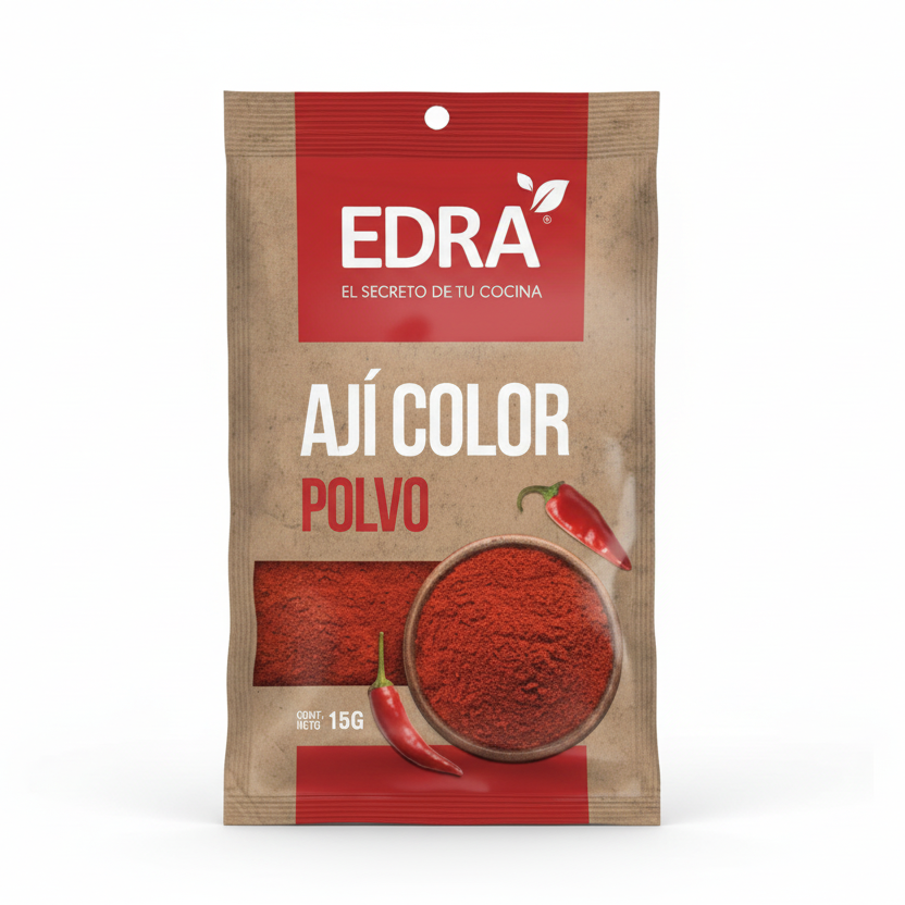 Aji en polvo que da color a las recetas, para recetas chilenas y latinas
