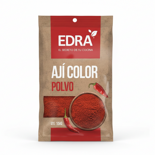 Aji en polvo que da color a las recetas, para recetas chilenas y latinas