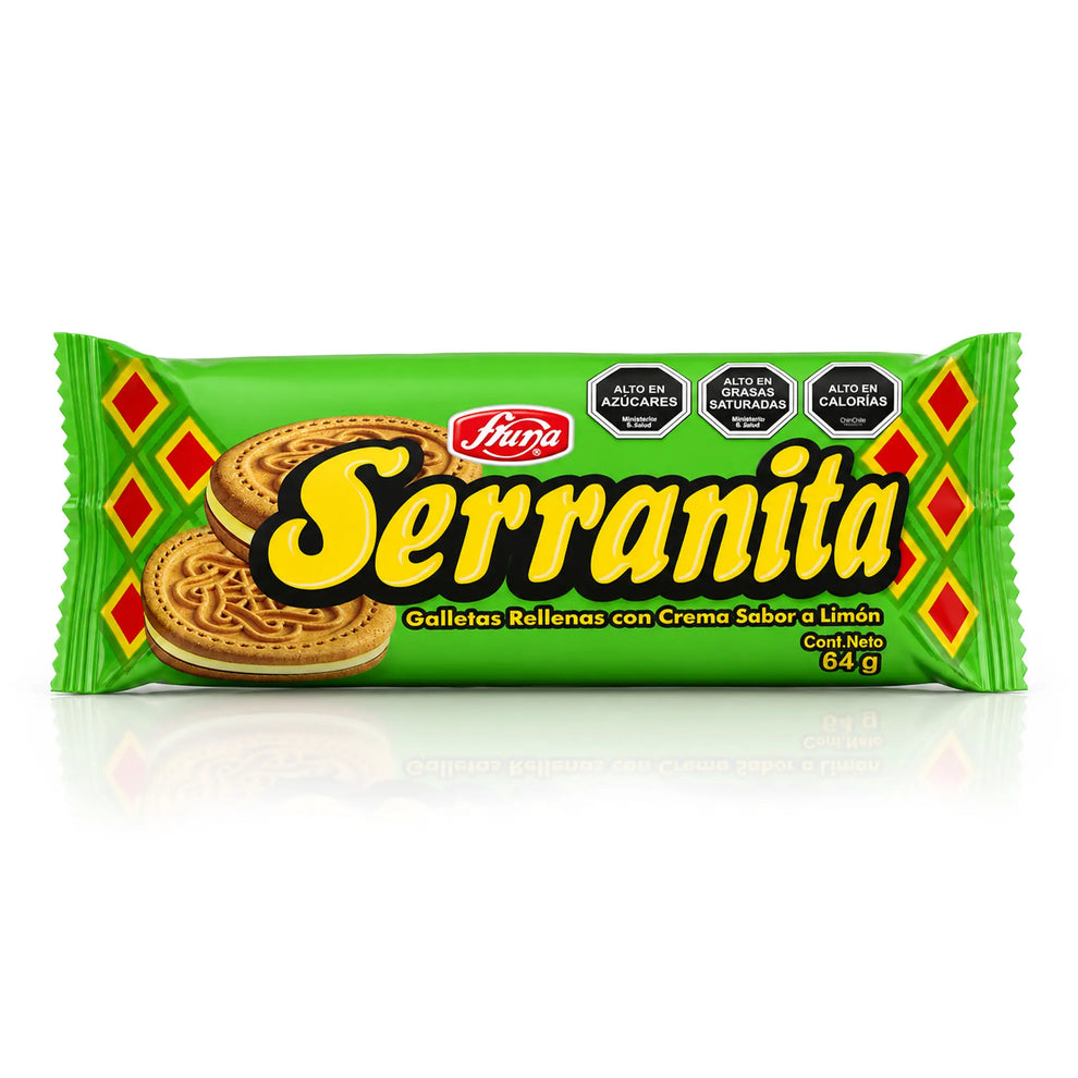 Galleta serranita de chile en estados unidos tipo sandwich rellena con crema sabor limon presentacion de 64 gramos