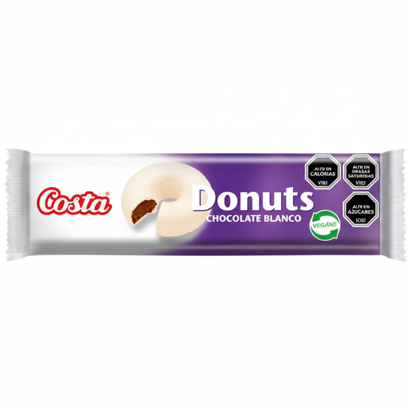 galleta crujiente donuts con cobertura de chocolate blanco