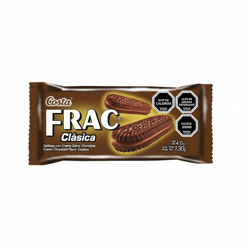 galleta frac de chocolate clásica rellena de  chocolate marca costa