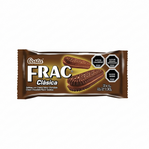galleta frac de chocolate clásica rellena de  chocolate marca costa