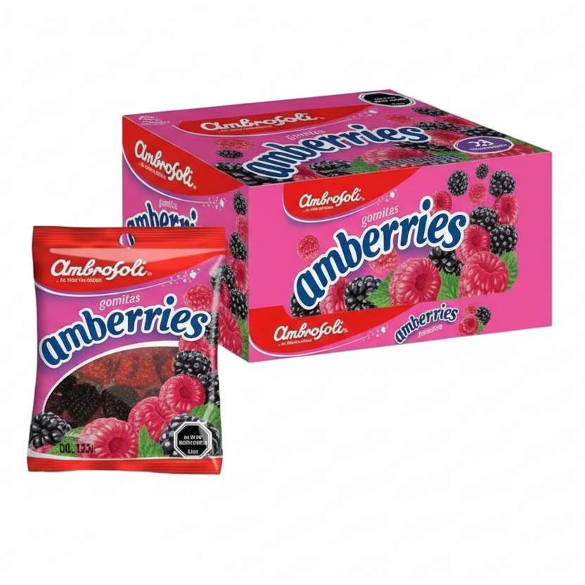 Gomitas de gelatina suaves sabor frambuesa y mora paquete cja