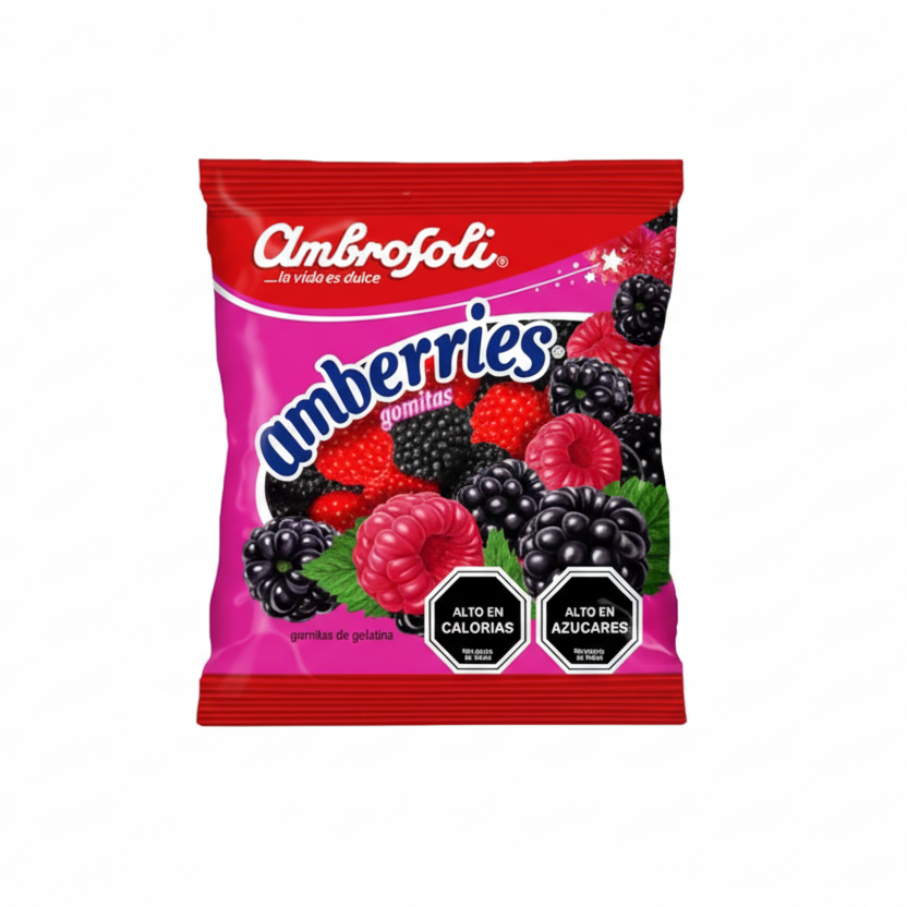 Gomitas de gelatina  suaves sabor frambuesa y mora 