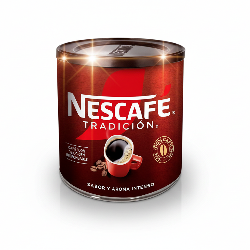 café en polvo instantáneo nescafe tradicional, mezclar con agua 