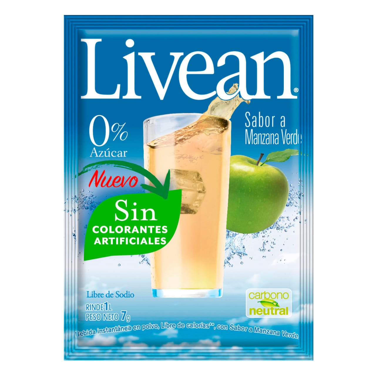 bebida en polvo livean sabor manzana verde sin azucar