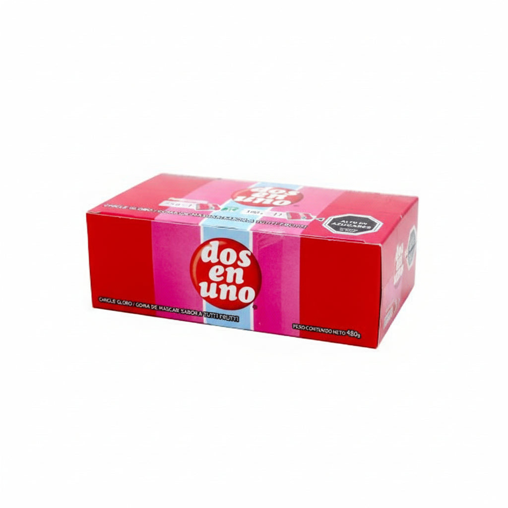 chiles dos en uno chilenos marca ambrosoli sabor tutti frutti sabor rojo sabor fresa presentacion 64 unidades