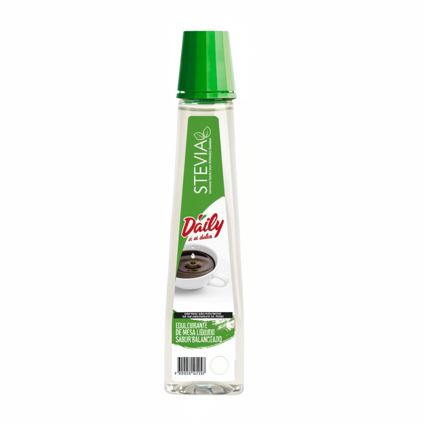 Envase de edulcorante Stevia daily, endulzante natural sin calorías, ideal para diabéticos y dietas keto, disponibles en la bodeguita