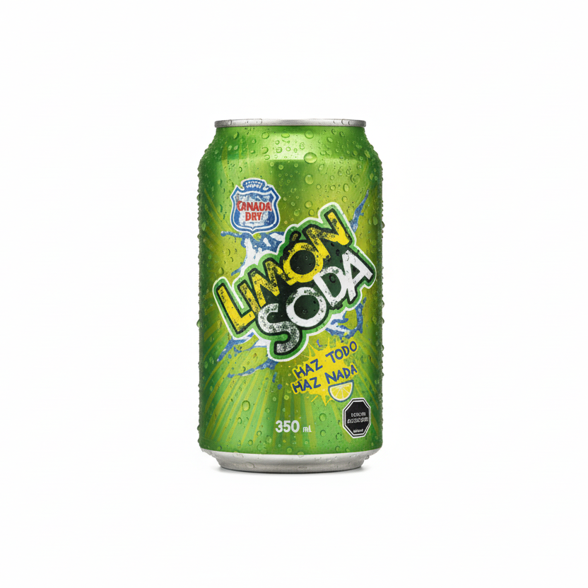 gaseosa refresco sabor limón presentación lata 350ml refrescante de origen chileno