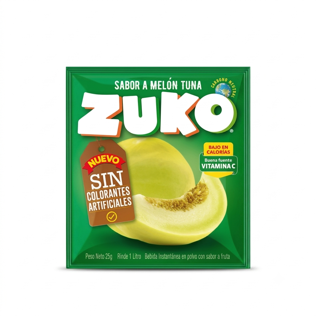 jugo en polvo marca zuko polvo sabor melon tuna chileno