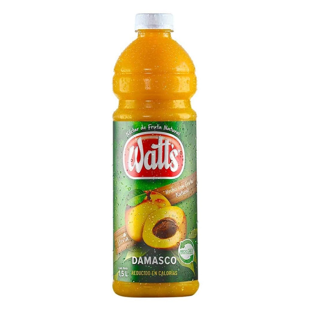 jugo watts sabor damasco de 1.5 litros reducido en calorias nectar de frutilla watts sabor damasco