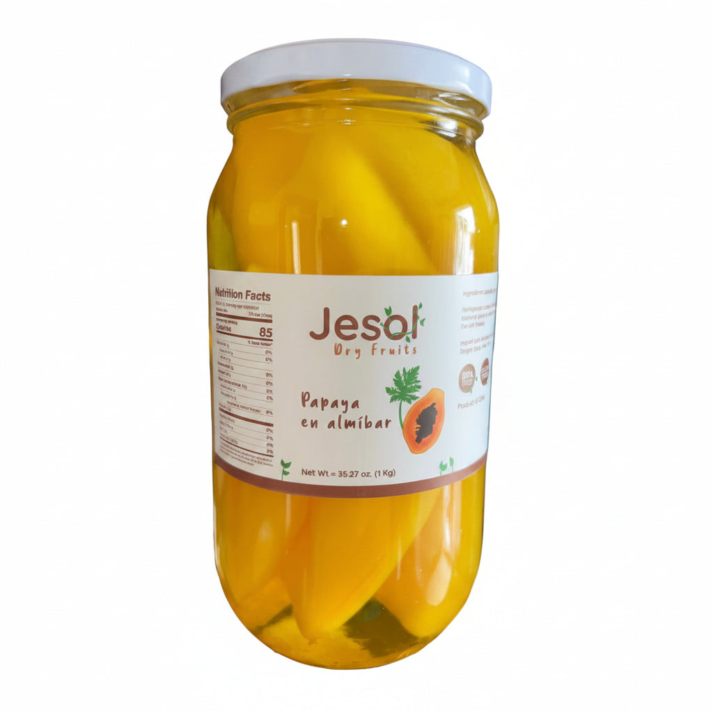 papaya en almibar conserva marca jesol dry fruits chile